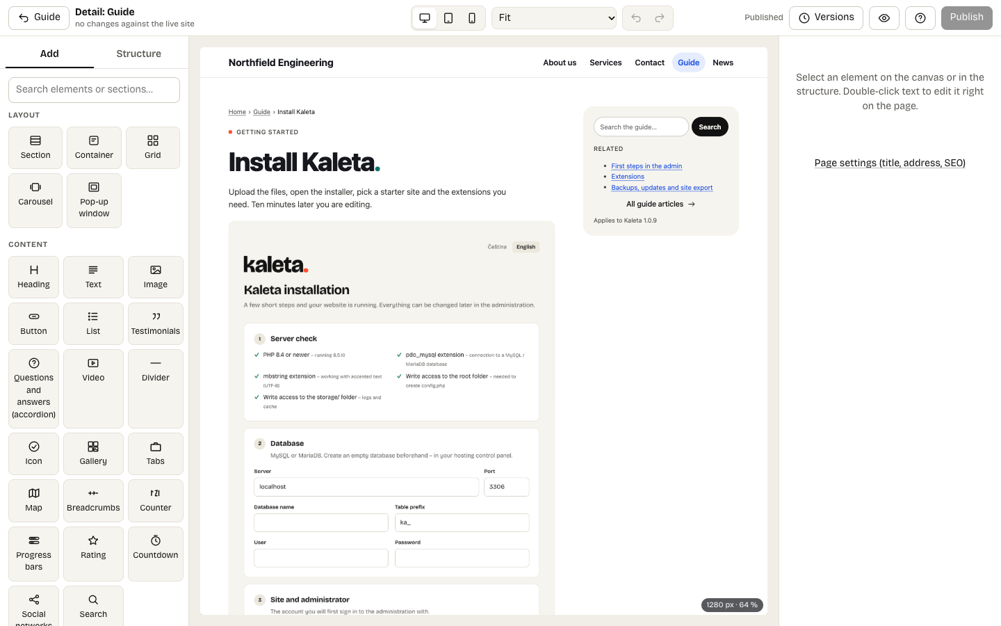 The Detail template of a collection in the builder